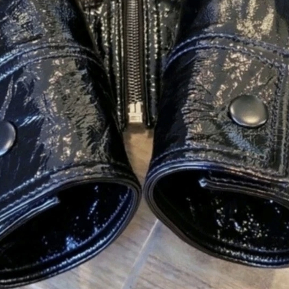7 For All Mankind Genuine Patent Leather Full-Zip Fur Collar Jacket, S, $695 - Picture 12 of 15